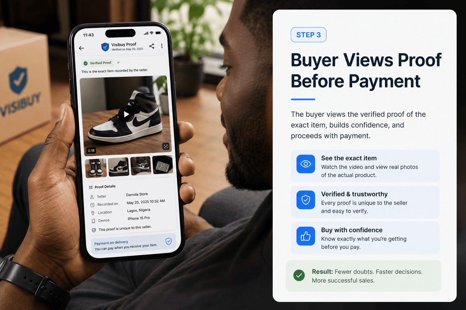 Buyer viewing product proof before payment