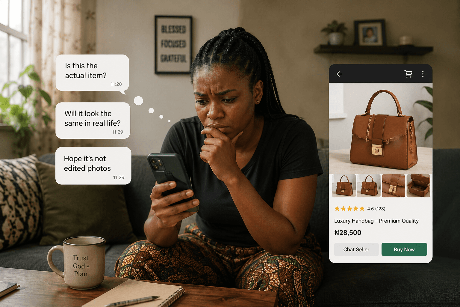 Buyer feeling uncertain about an online product